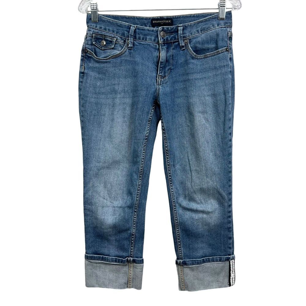 Banana Republic Women Capri Jeans Slim Stretch Cuffed Hem Low Rise Blue 26/2R*